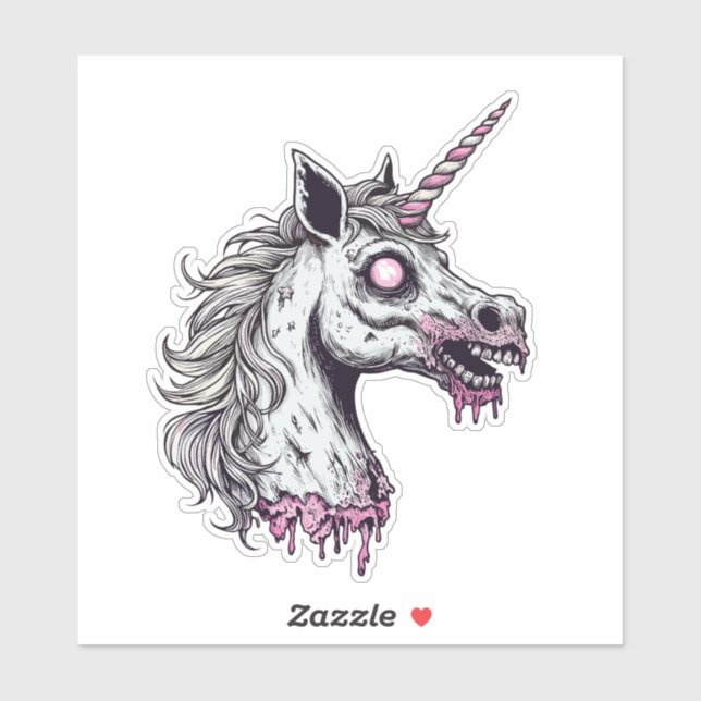 Sticker Unicorn Zombie Head (Feuille)