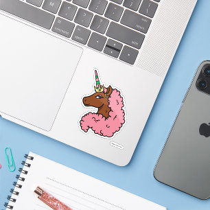 Sticker Unicorne Afro Rose clair