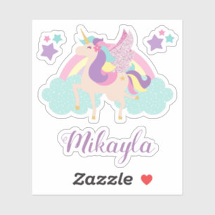 Sticker Unicorne arc-en-ciel personnalisée mignon couleur
