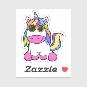 Sticker Unicorne avec lunettes de soleil