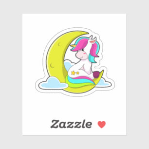 Sticker Unicorne avec nuages et lune