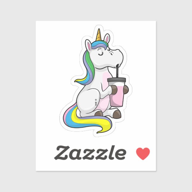 Sticker Unicorne avec thé bulle (Feuille)