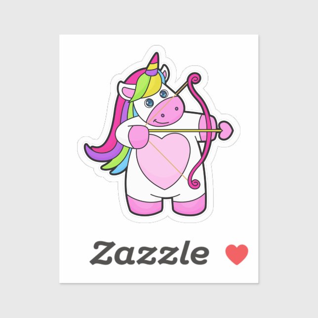 Sticker Unicorne comme Archer avec Bow et Flèche (Feuille)