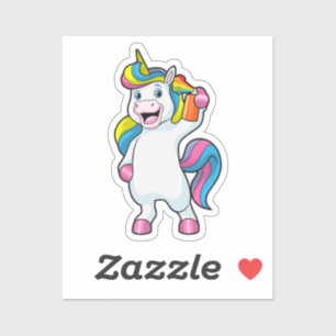 Sticker Unicorne comme coiffeur avec aérosol