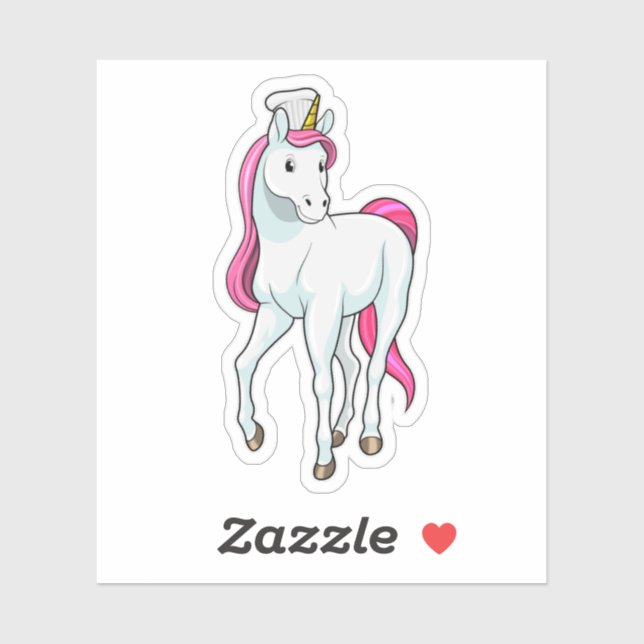 Sticker Unicorne comme Cuisinière avec casquette chef (Feuille)