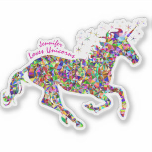 Sticker Unicorne, Couleurs étincelantes, Ajouter un nom
