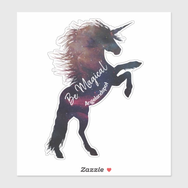Sticker Unicorne d'espace magique avec texte personnalisab (Feuille)
