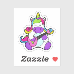 Sticker Unicorne en tant que musicien avec guitare