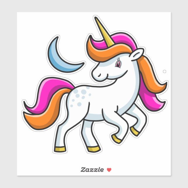 Sticker Unicorne et Lune (Feuille)