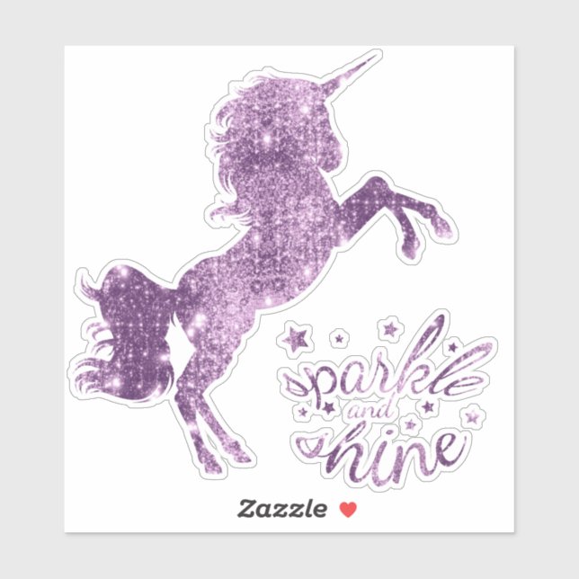 Sticker Unicorne étincelante et brillante - violet (Feuille)