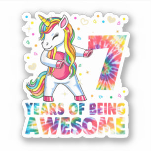 Sticker Unicorne Flossant de 7 ans 6e anniversaire fille U
