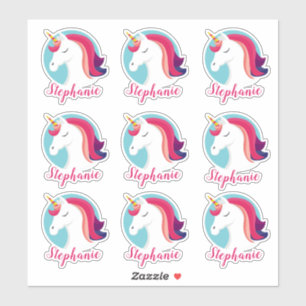 Sticker Unicorne magique rose et bleu - Personnalisé