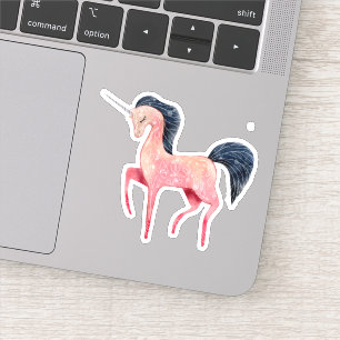 Sticker Unicorne nordique rose avec Mane noir