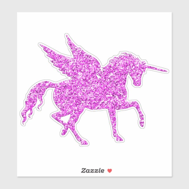 Sticker Unicorne Parties scintillant rose (Feuille)