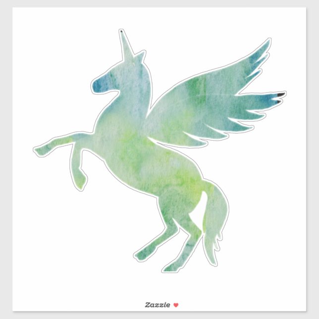 Sticker Unicorne, Pegasus, imaginaire bleu vert (Feuille)