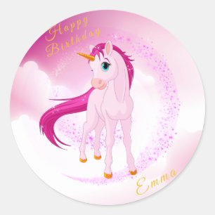 Sticker Unicorne Rose - Cadeau Personnalisé Annive