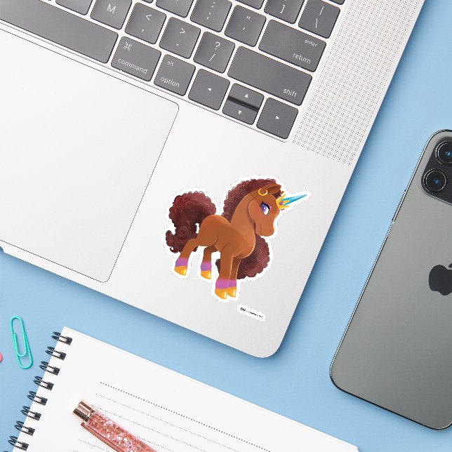 Sticker Unique la licorne debout Fière (Ordinateur portable avec iPhone)