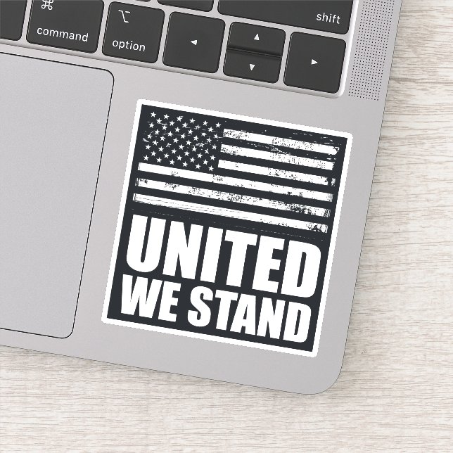 Sticker United we stand fine ligne bleue USA Flag grunge (Détail)