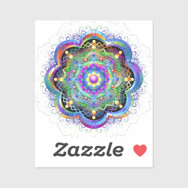 Sticker Univers Mandala Couleurs Psychédéliques (Feuille)