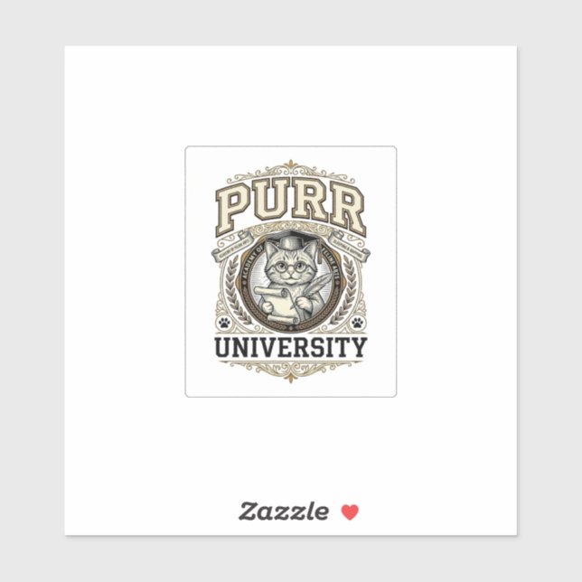 Sticker Université Ronronnement Chat Fausse Université Aca (Feuille)