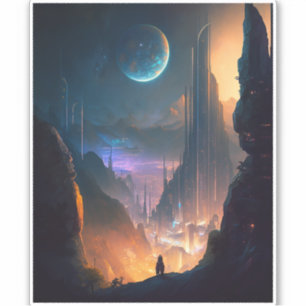 Sticker urbain futuriste de science-fiction