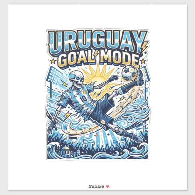 Sticker Uruguay Mode Goal Skeleton Buteur Nations Dynamiqu (Feuille)