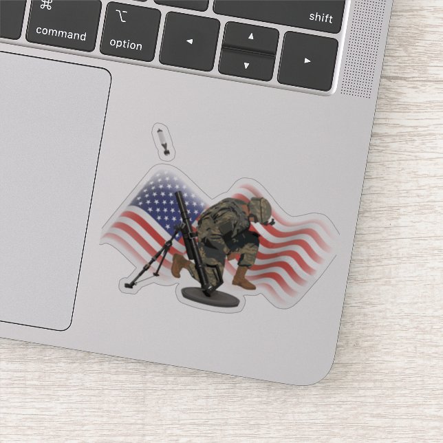 Sticker US Gunner avec mortier M224 (Détail)