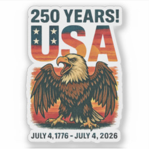 Sticker USA 250 Years - Patriotic Bald Eagle 4 juillet 202