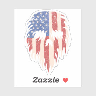 Sticker USA Flag Skull Beard | Distressed Patriotic Design