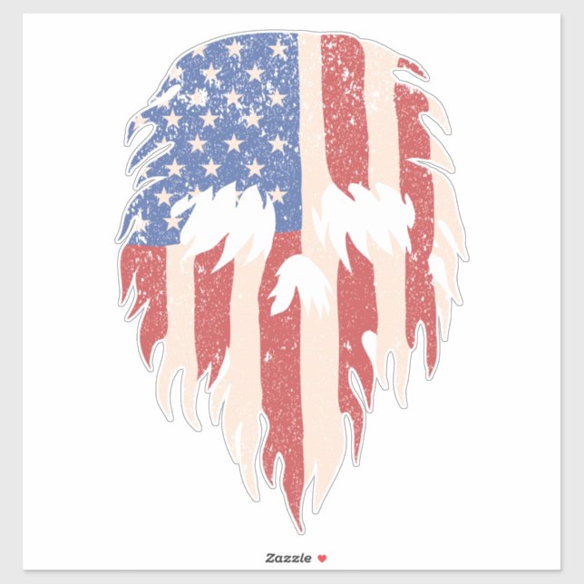 Sticker USA Flag Skull Beard | Distressed Patriotic Design (Feuille)