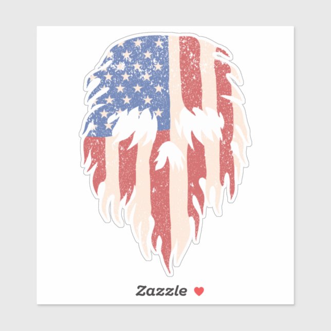 Sticker USA Flag Skull Beard | Distressed Patriotic Design (Feuille)