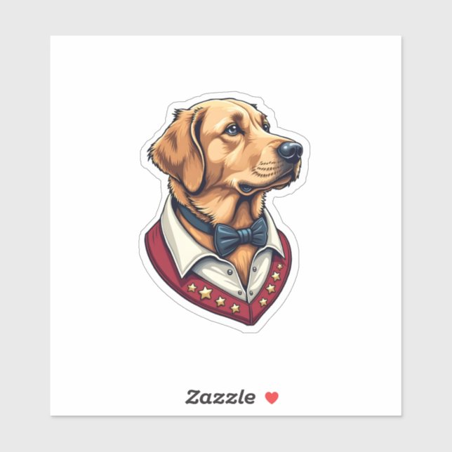 Sticker USA Golden Retriever Vintage Patriotic Dog Shirt (Feuille)