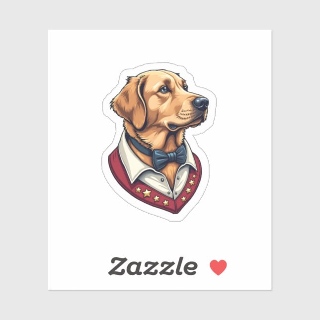 Sticker USA Golden Retriever Vintage Patriotic Dog Shirt (Feuille)