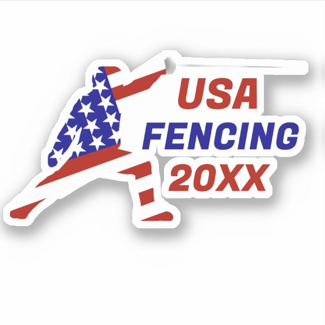 Sticker USA Patriotic Fencing En Garde Sports (Devant)