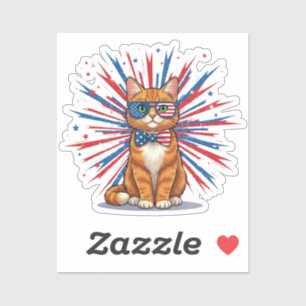 Sticker USA Starburst Cat - Patriotique