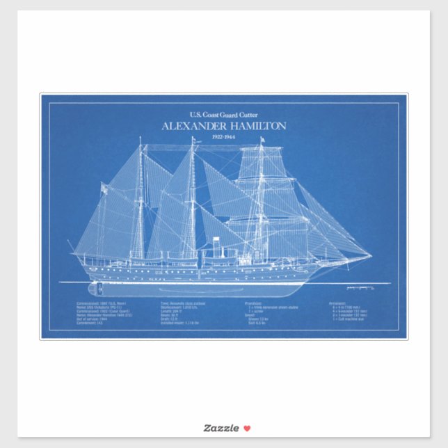 Sticker USCGC Alexander Hamilton wix-272 - ABD (Feuille)
