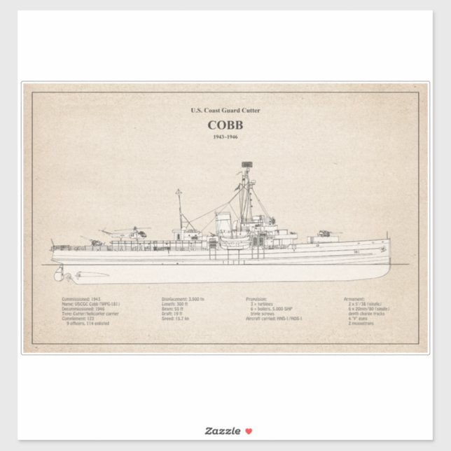 Sticker USCGC Cobb wpg-181 - SBD (Feuille)