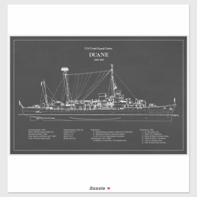 Sticker USCGC Duane wpg-33 - PD (Feuille)