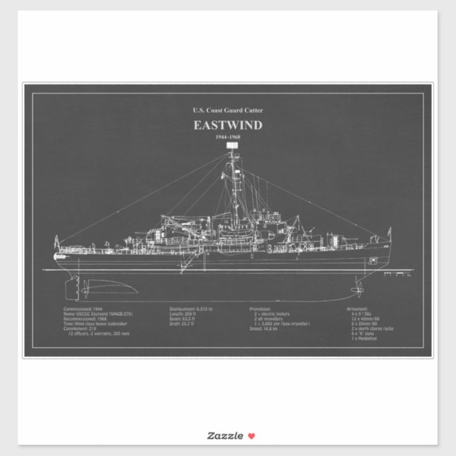 Sticker USCGC Eastwind wagb-279 - ABD (Feuille)