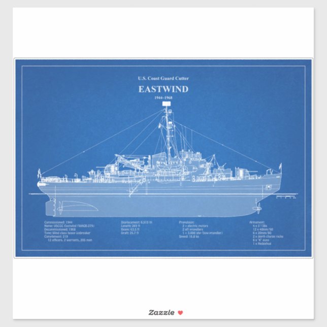 Sticker USCGC Eastwind wagb-279 - ABD (Feuille)