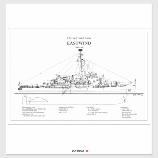 Sticker USCGC Eastwind wagb-279 - BD (Feuille)