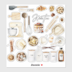 Sticker Ustensiles de cuisine Cuisine Recette Livre Ingréd