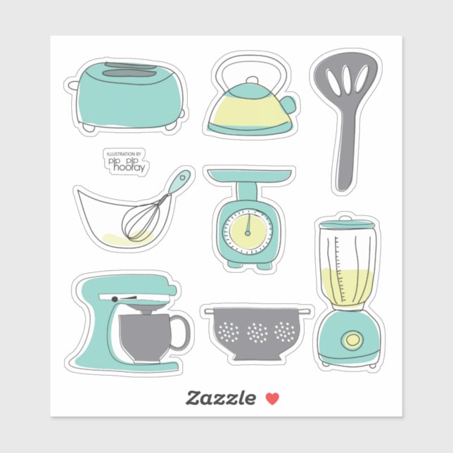 Sticker Ustensiles de cuisine Cuisson Pâtisserie Petit déj (Feuille)