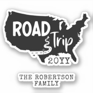 Sticker Vacances personnalisées   Family Road Trip USA Car