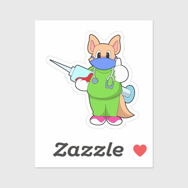 Sticker Vaccination au chat avec seringue (Feuille)