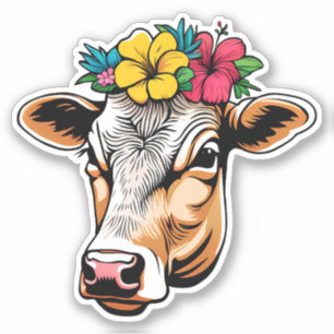 Sticker Vache à fleurs