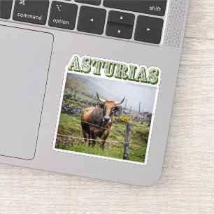 Sticker Vache de montagne rustique, Asturies, Espagne voya