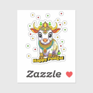 Sticker Vache décorée Kawaii Pongal