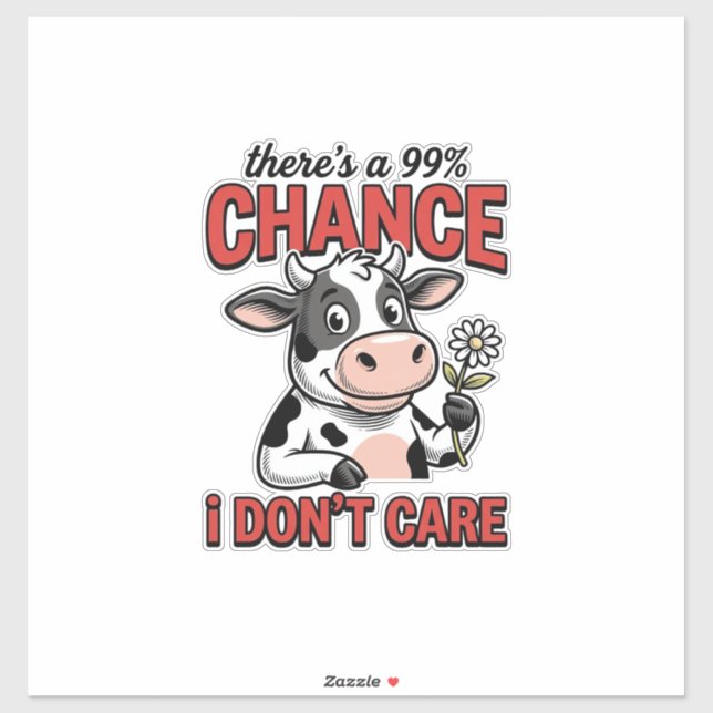 Sticker Vache Drôle Chance Je M'en Fiche Vintage (Feuille)
