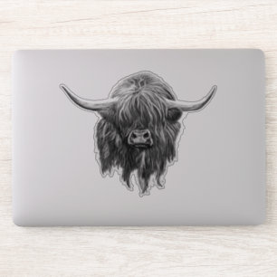 Sticker Vache Écossaise Highland En Noir Et Blanc
